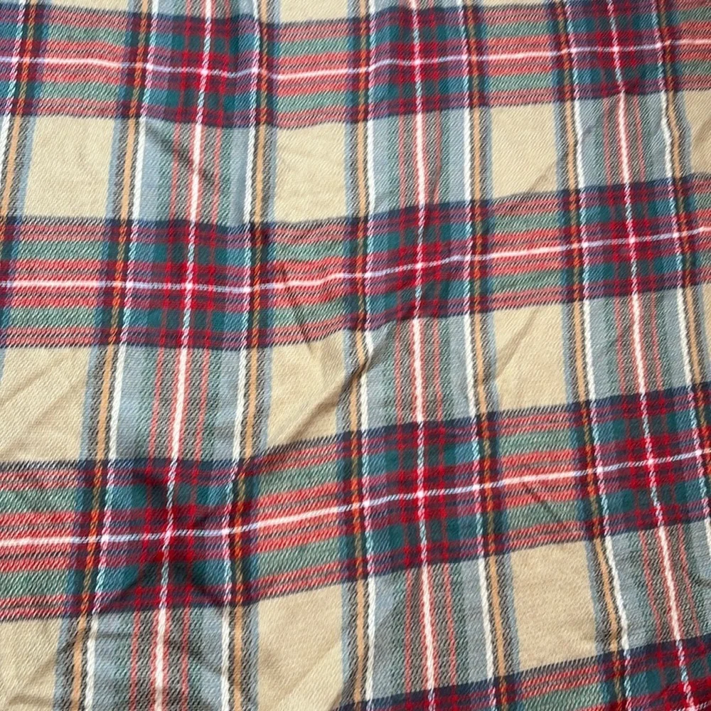 Plaid Red and Green Oversized Fringe Scarf Wrap or Shawl Women’s OS